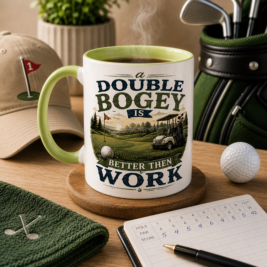 A Double Bogey  White 11oz Ceramic Mug with Color Inside