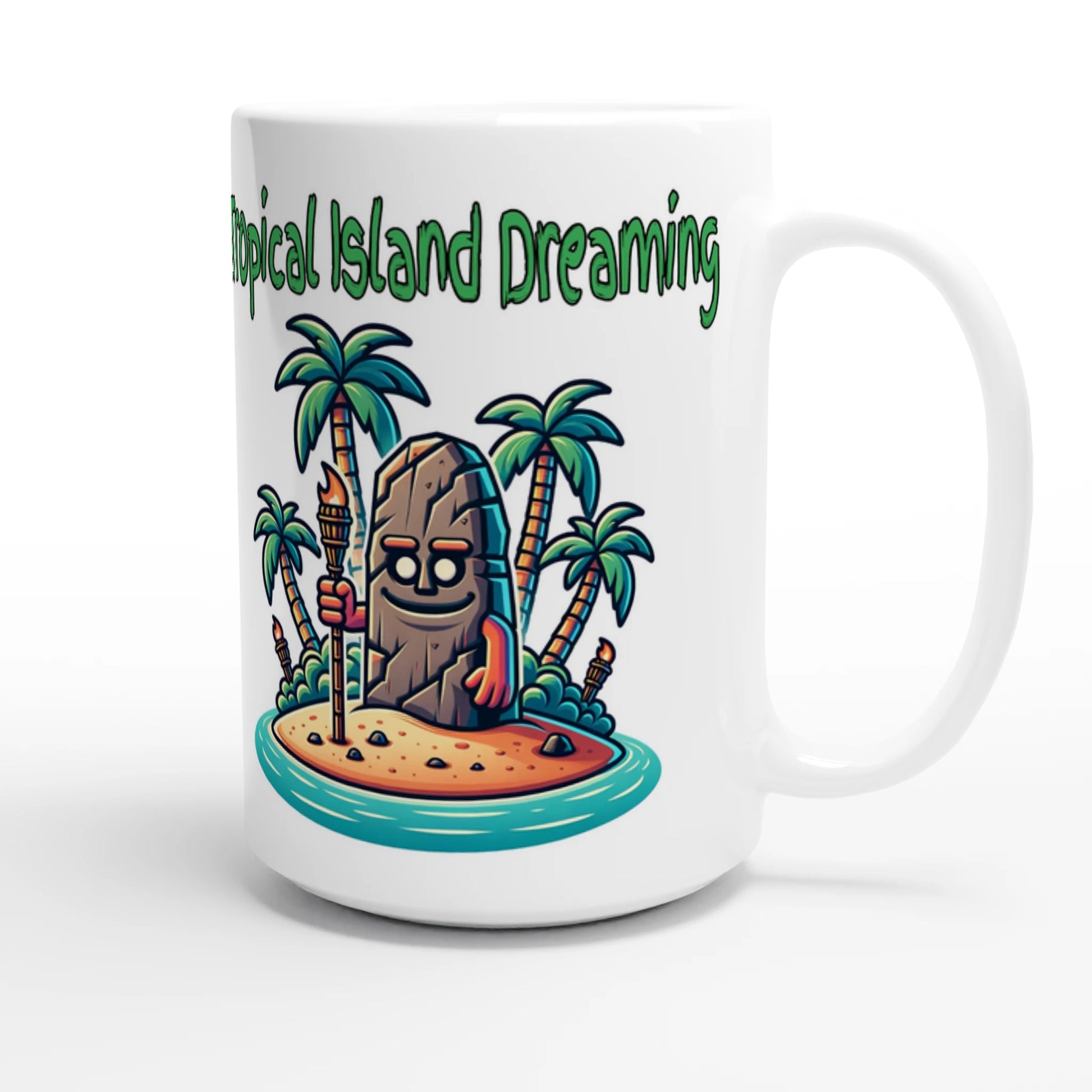  Tropical Island Dreaming White 15oz Ceramic Mug - Java Good Coffee
