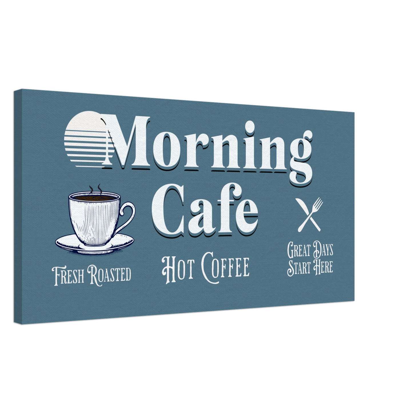 Blue Morning Cafe Canvas Wall Print