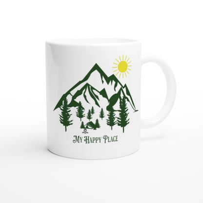 My Happy Place Camping White 11oz Ceramic Mug  at Java Good Coffe