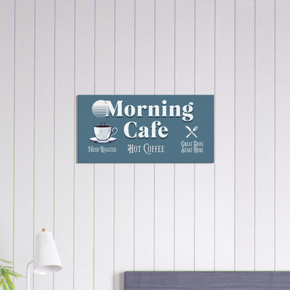 Blue Morning Cafe Canvas Wall Print