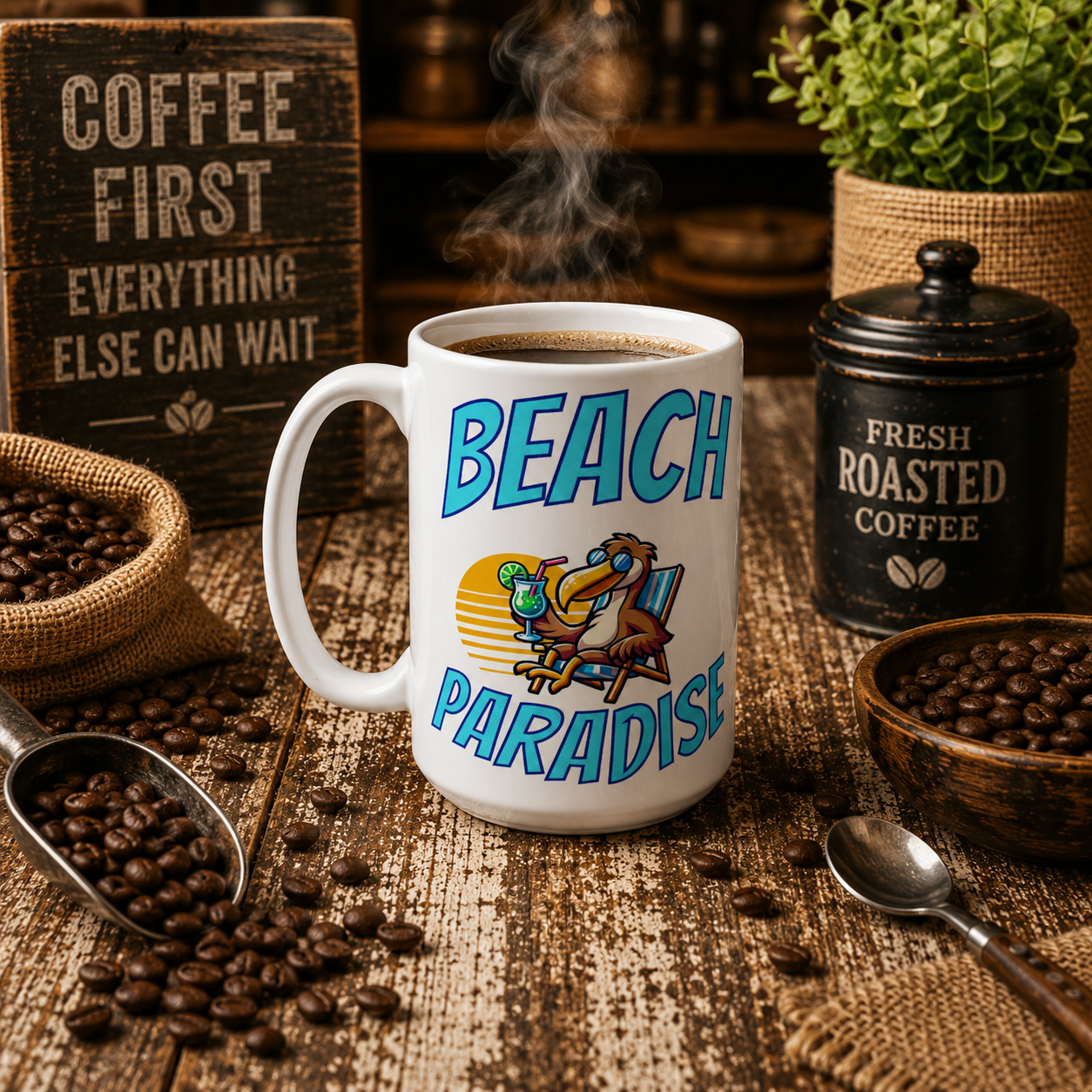 Beach Paradise White 15oz Ceramic Mug