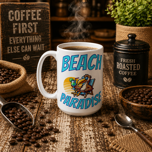 Beach Paradise White 15oz Ceramic Mug